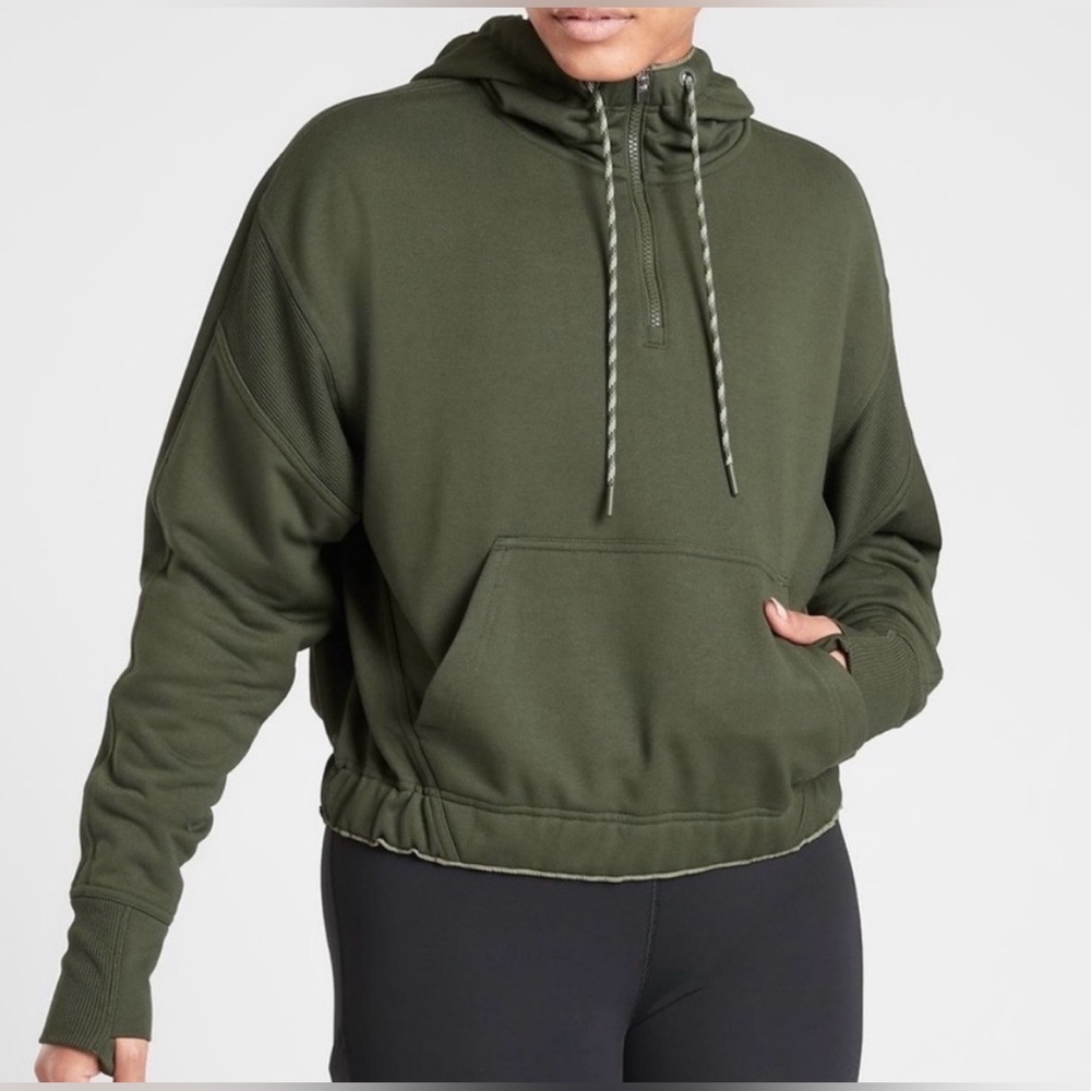 Athleta Olive Green Hooded Sweatshirt medium